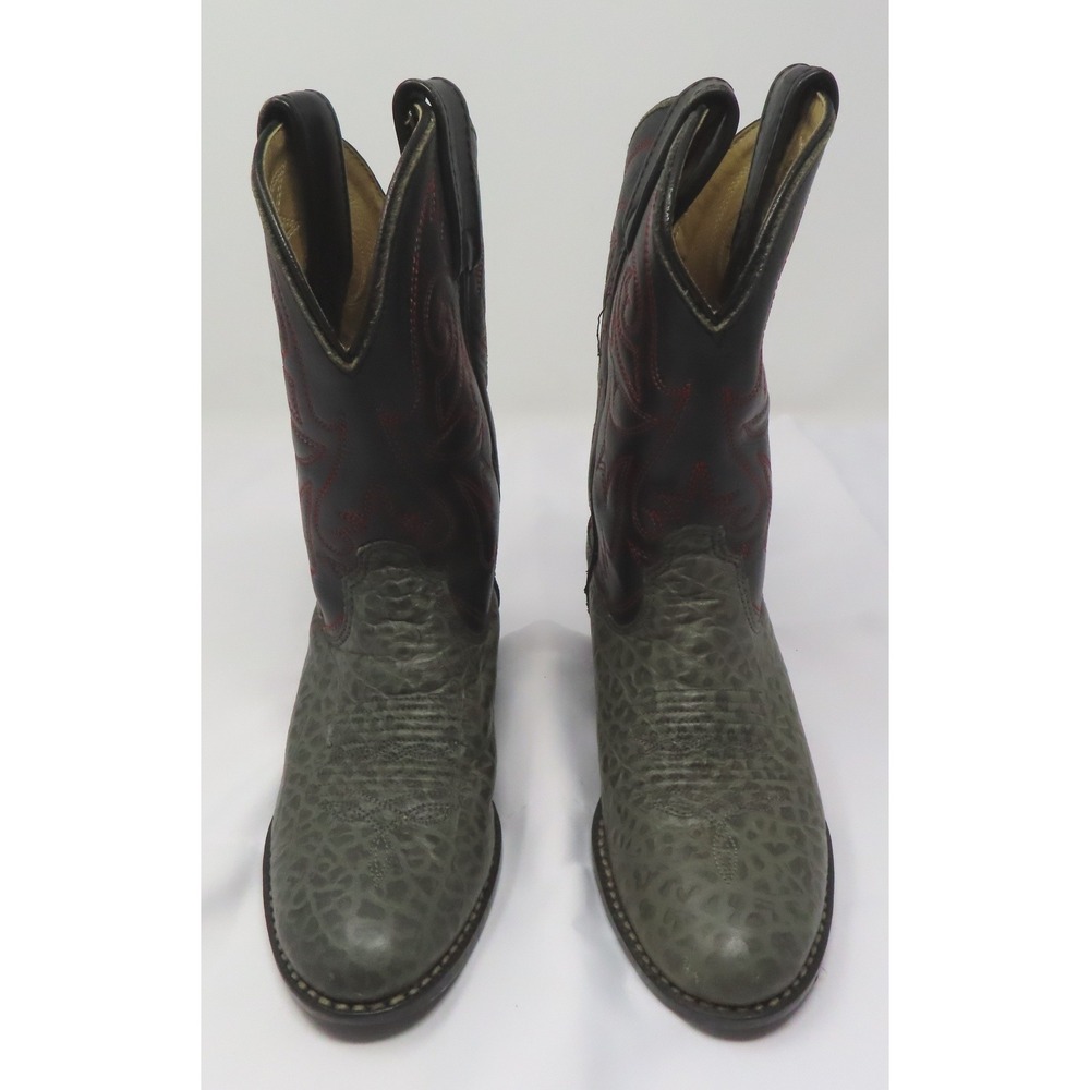 Toddler Kids 11.5 Elephant Print Leather Cowboy Boots Western Black Red - Picture 2 of 15